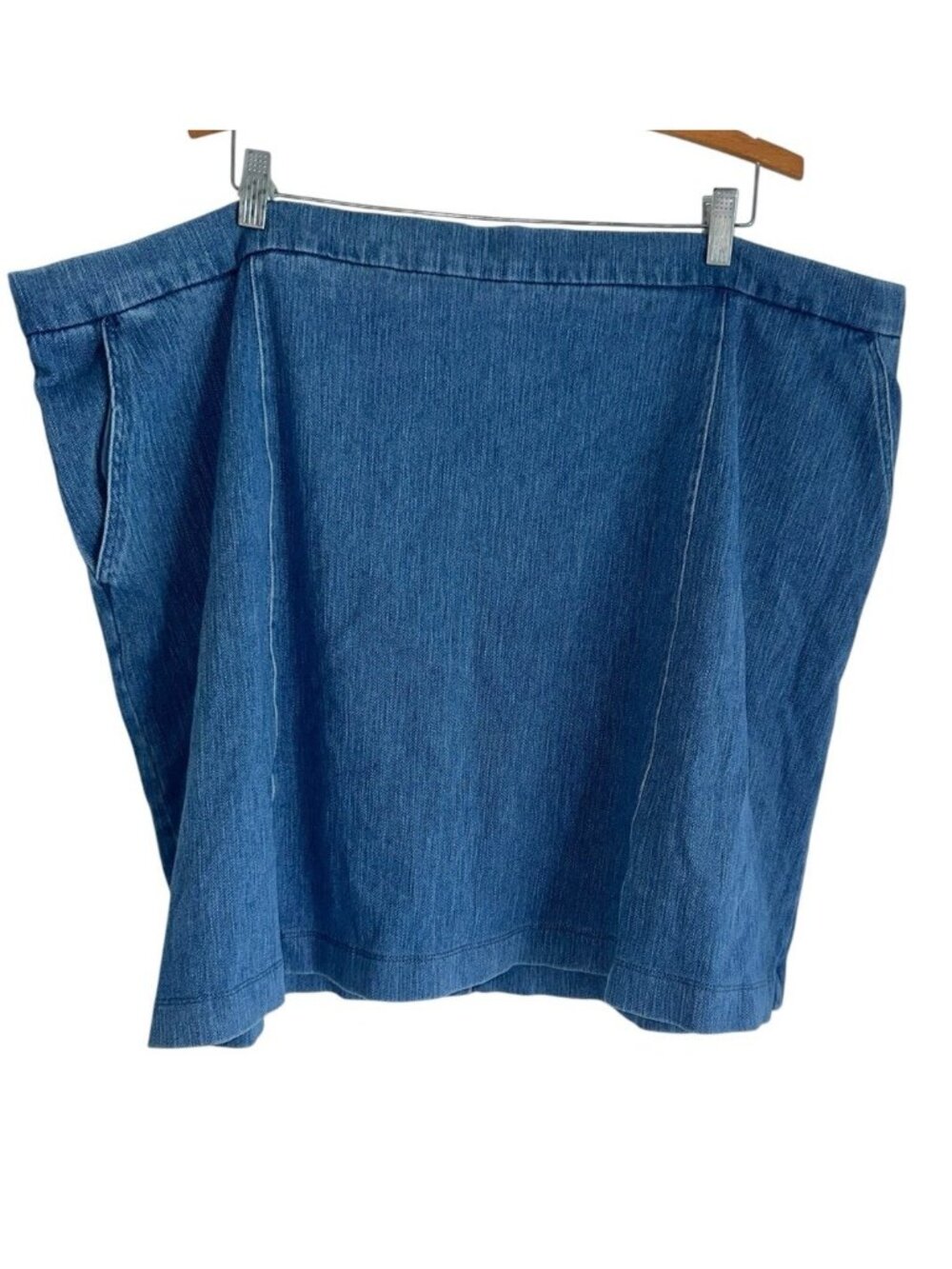 Isaac Mizrahi Live! Womens Sz 3X Tall Blue Denim Pull On Jean Skort Preppy Twee